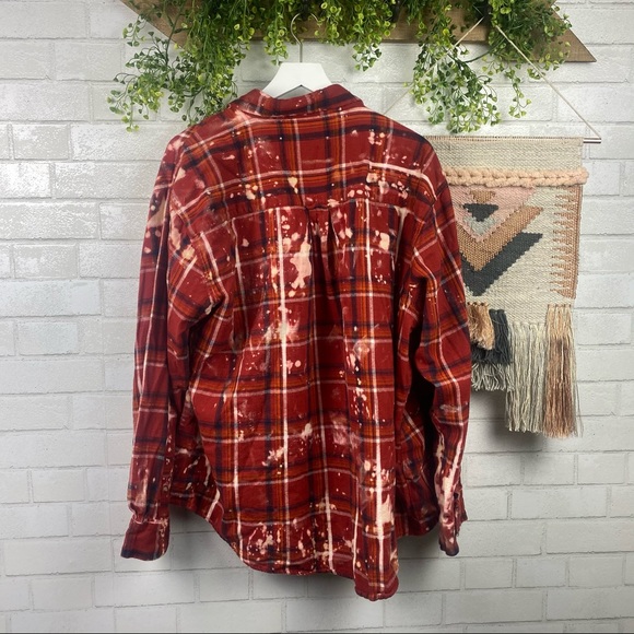 Vintage Boho Rodeo Bleach Splatter Dad Flannel Upcycled Granolacore - Picture 6 of 6